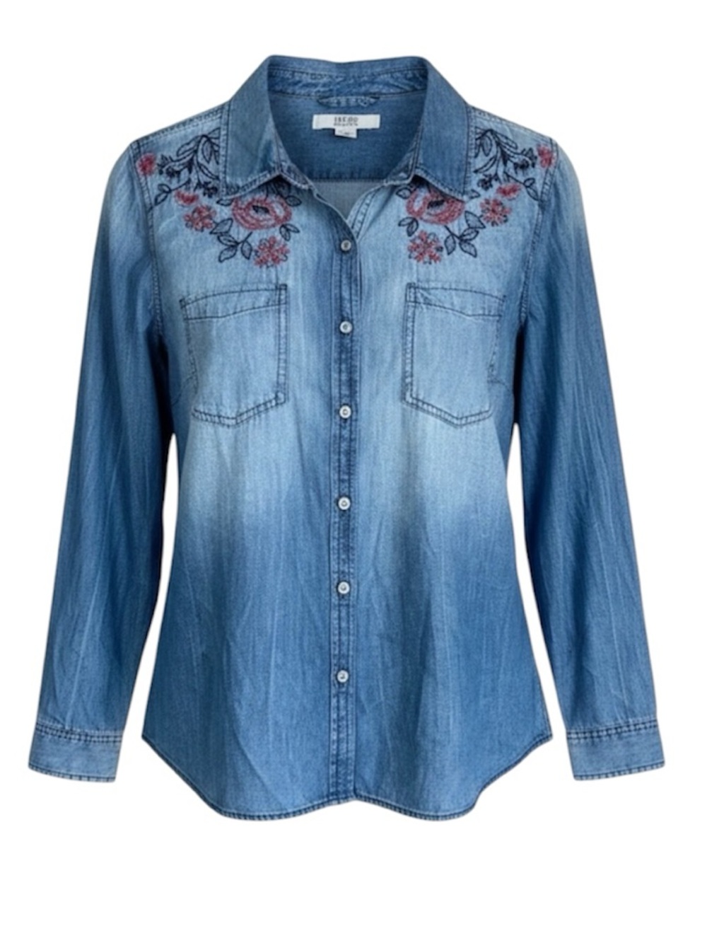 Vintage America Western Denim Shirt Embroidered Button Front Cotton Denim Sze XS